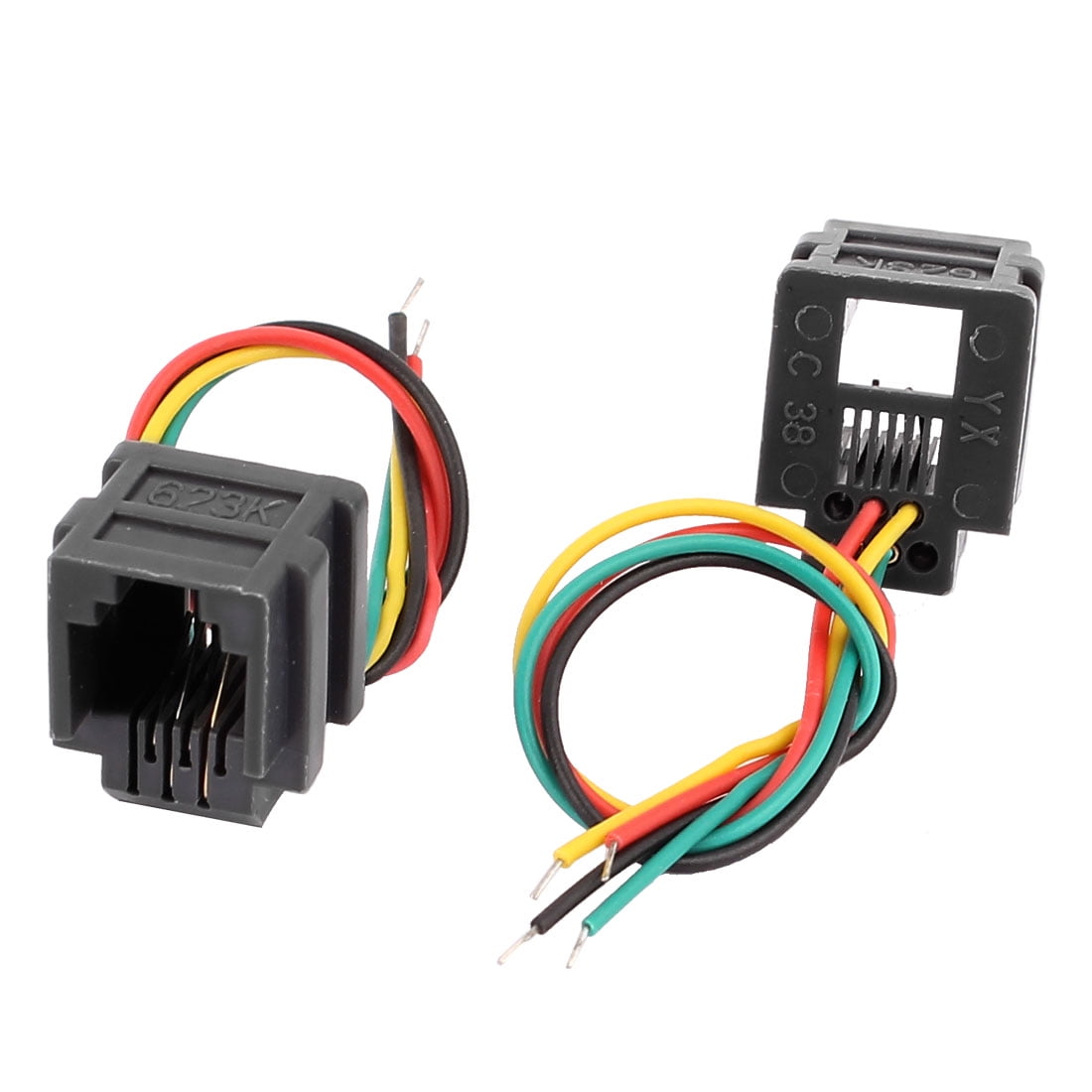 8Pcs Grey RJ11 Female 6P4C PCB Socket Telephone Connectors w 4x10cm