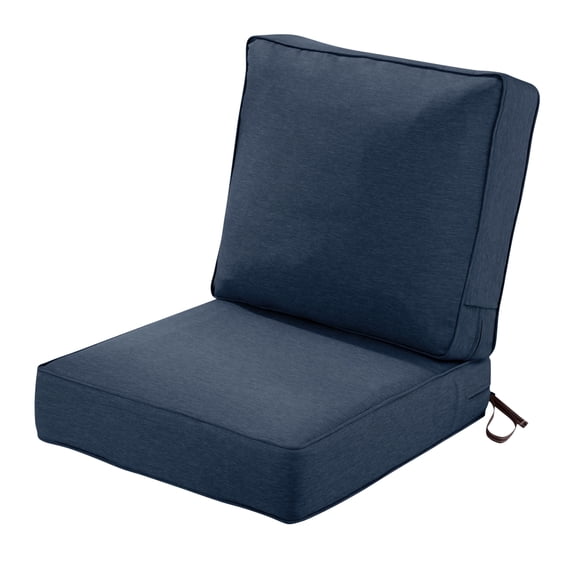 Open Box Classic Accessories 25 x 25 x 5 in. Seat & 25 x 22 x 4 in. Back Outdoor Lounge Cushion Set, Heather Indigo