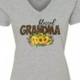 thumbnail image 4 of Inktastic Blessed Grandma Sunflowers and Leopard Print Women's V-Neck T-Shirt, 4 of 5