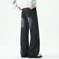 thumbnail image 3 of Adeawade Mens Jeans Relaxed Fit Jeans Flowy Drape And Subtle Flare Pants Straight Leg Slacks Classic Wear L Black, 3 of 4