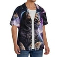 thumbnail image 2 of Sikiie Purple Moon Cat Men's Wrinkle Free Untucked Cuban Shirt Business Casual Button Down Shirts Short Sleeve ShirtXX-Large, 2 of 5