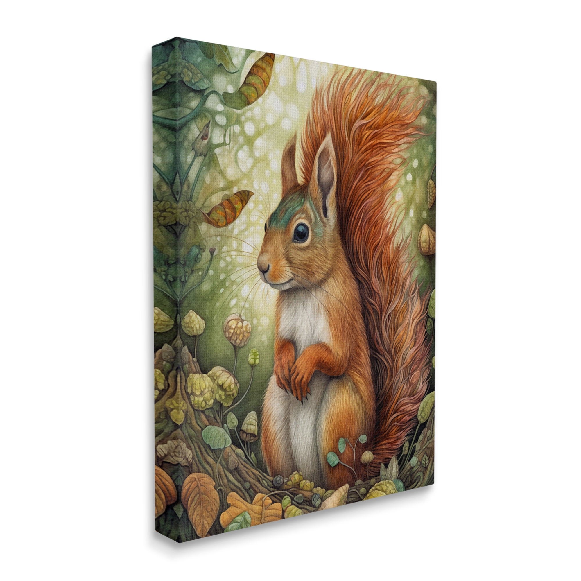 Stupell Industries Squirrel & Forest Botanicals Animals & Insects Painting Gallery Wrapped Canvas Art Print Wall Art, 36 x 48