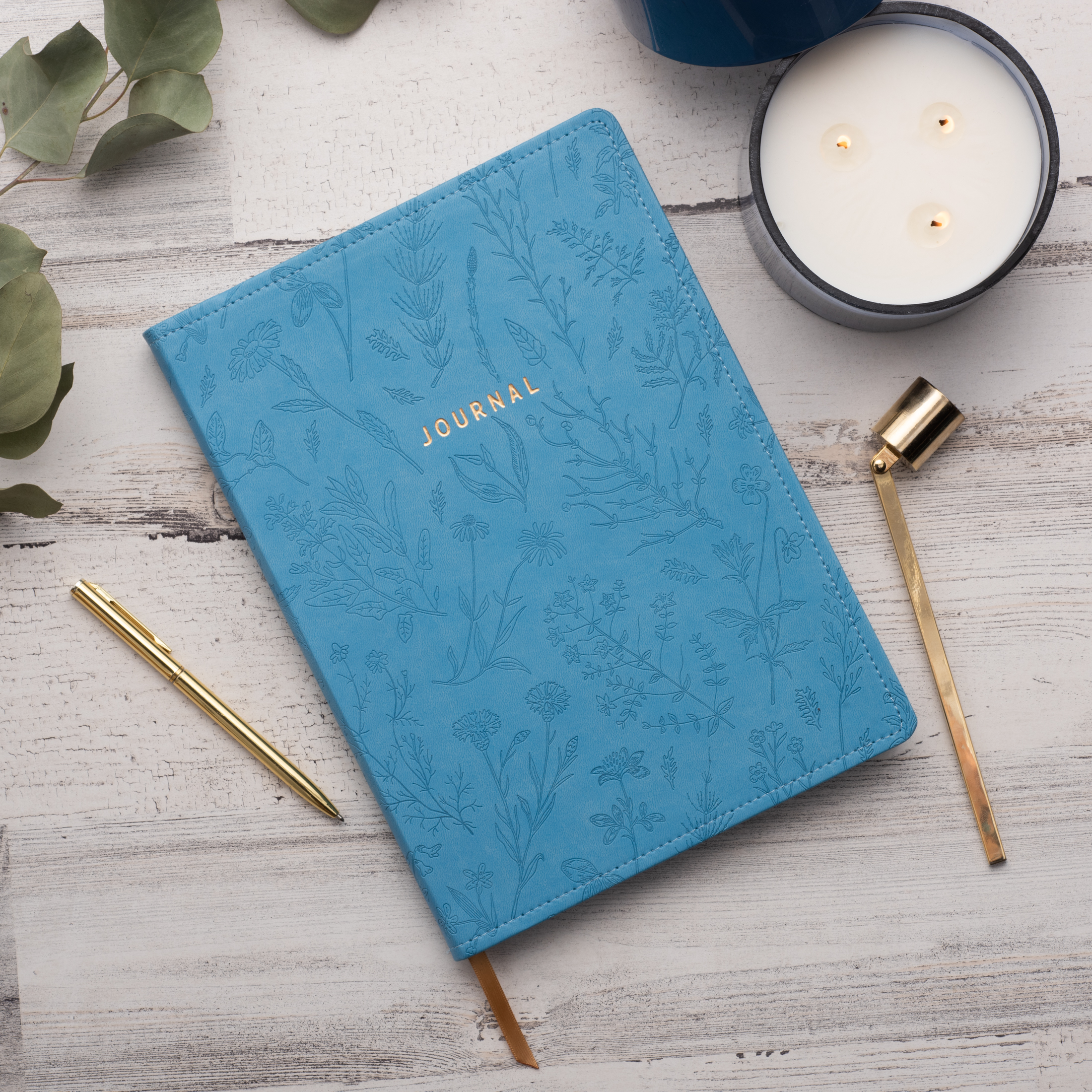 Pen+Gear Embossed Leatherette Journal, Blue photo 5