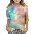thumbnail image 2 of ZTKWD Boys Girls Tie Dye Shirt 3D Graphic T-Shirt Cool Crewneck 3/4 Sleeve Top Tees for Kids 6-16 Years, 2 of 4