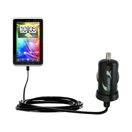 Gomadic Intelligent Compact Car / Auto DC Charger suitable for the HTC Flyer - 2A / 10W power at half the size. Uses Gomadic TipExchange Technology