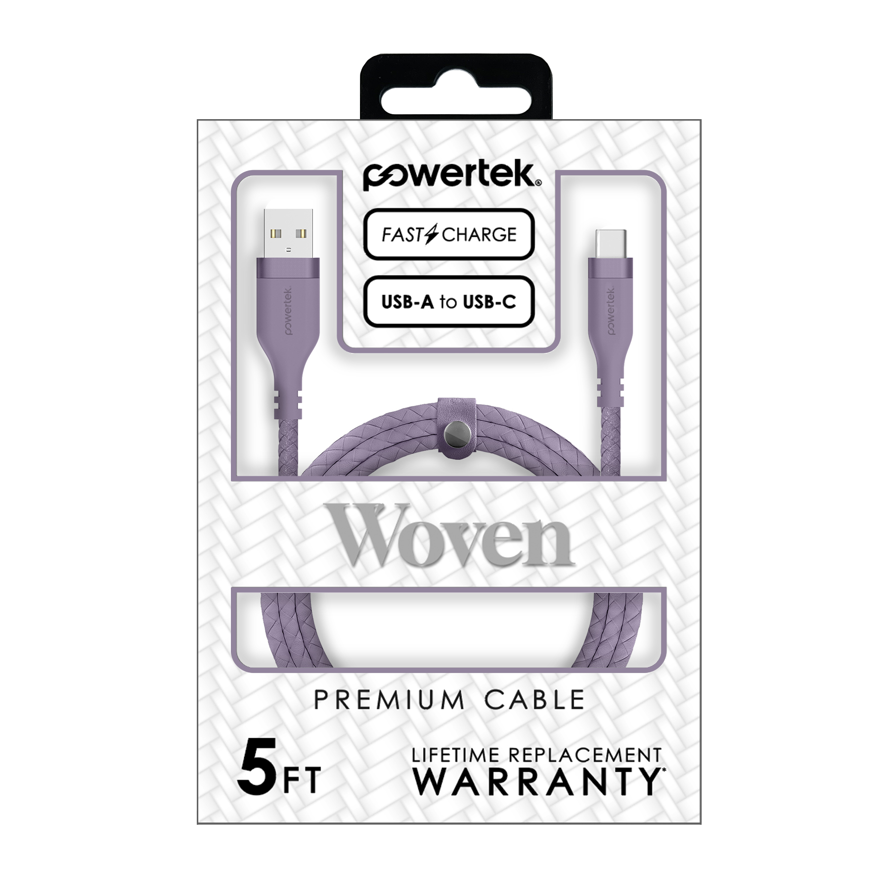 Liquipel Powertek USB-A to USB-C Woven Cable - Purple