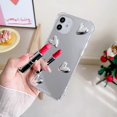 thumbnail image 4 of Funda de espejo para iPhone 13, flexible, con forma de corazón, de silicona suave y transparente, con espejo de maquillaje para mujeres y niñas, a prueba de golpes, funda protectora para iPhone 13, 4 of 5