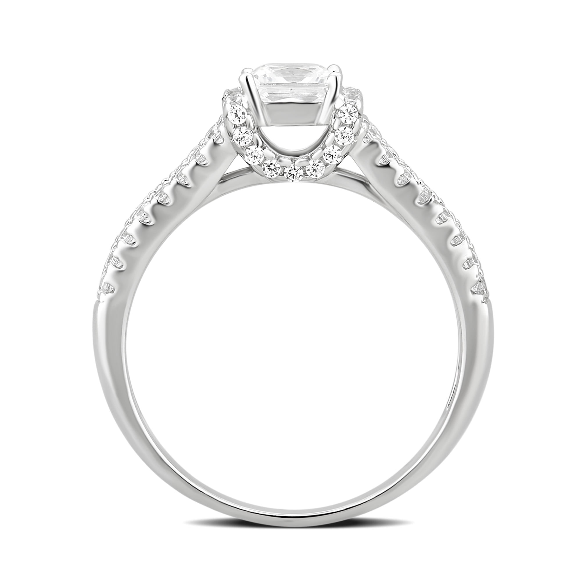 Arista 2.00 Carat T.W. Cubic Zirconia Split Shank Engagement Ring in Sterling Silver