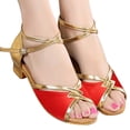thumbnail image 2 of Otqutp Gold Strap High Heel Sequins Sandals for Girls Kids Princess Dance Party Formal Shoes Open Toe Ankle Fancy Sandals Trendy, 2 of 9