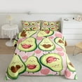 thumbnail image 2 of jejeloiu Kawaii Fruit Avocado Queen Comforter Set,Cartoon Heart Print Bedding Sets,Green Pink Bedding Comforter Set For Boys Girls,Microfiber Bedroom Decor Reversible,3 Pieces, 2 of 8