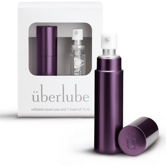 Uberlube Silicone Lube - Eggplant Travel Kit 15ml Unscented Silicone Lubricant Personal Lubrication - Latex-Safe Sex Lube Liquid for Couples, Flavorless, Anal Lube, Works Underwater - 15ml Purple