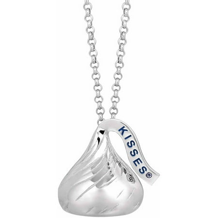 Hershey's Kisses Women's Sterling Silver Medium 3D Pendant, 18 with 2 Extension