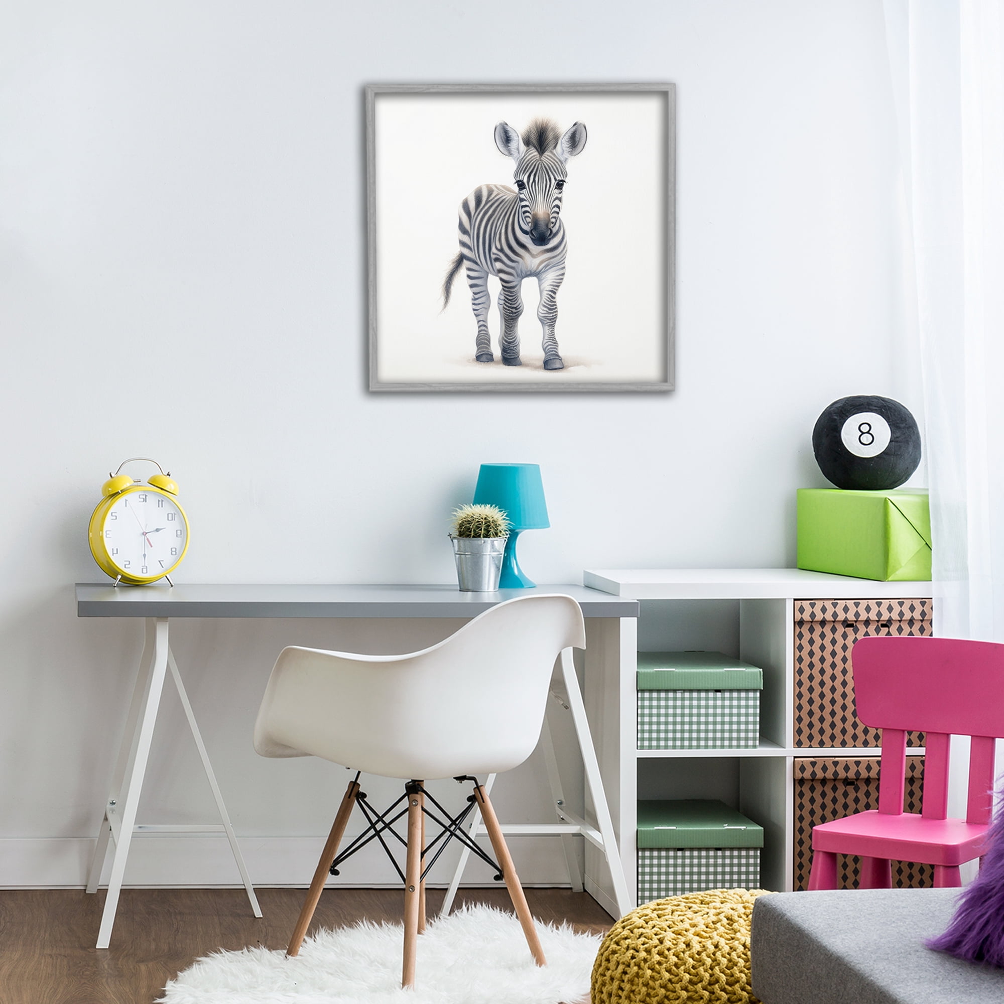 Stupell Industries Friendly Zebra Foal Gray Framed Giclee Art, design by Ray Powers