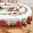 thumbnail image 4 of Christmas Tablecloth Oval Tablecloth for Holiday, Water-Resistant and Easy-Care Fabric, Poinsettia Christmas Decor Holiday Tablecloth for Kitchen Dining Room Outdoor, Parties, Ideal Gift,60×84in, 4 of 6