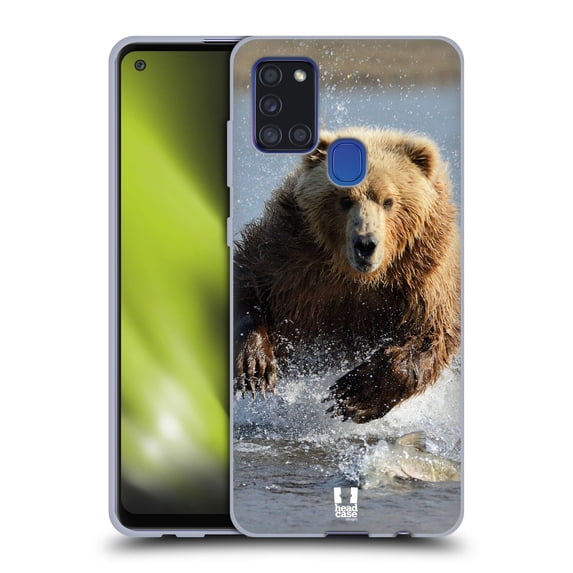 Head Case Designs Wildlife Grizzly Bear Jumping Soft Gel Case Compatible with Samsung Galaxy A21s (2020)