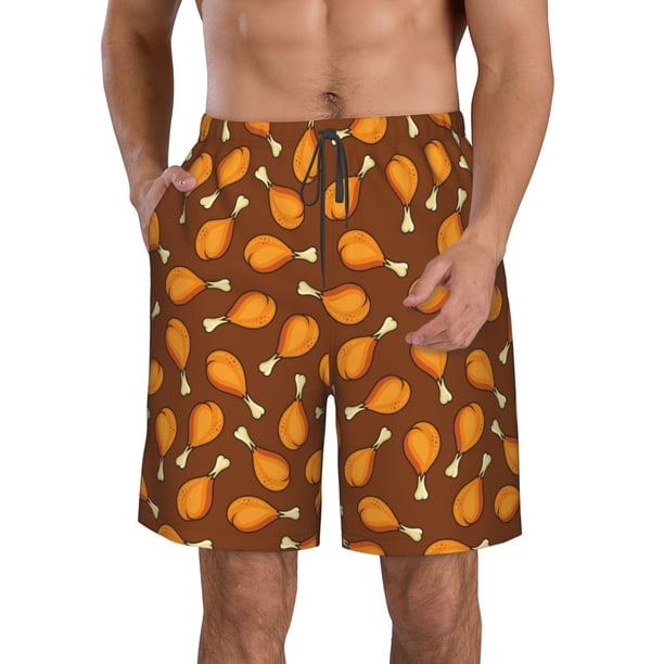 Balery Chicken Legs 1 Traje de Baño Estilo Hawaiano para Hombre, Shorts de Secado Rápido con Bolsillos-Large