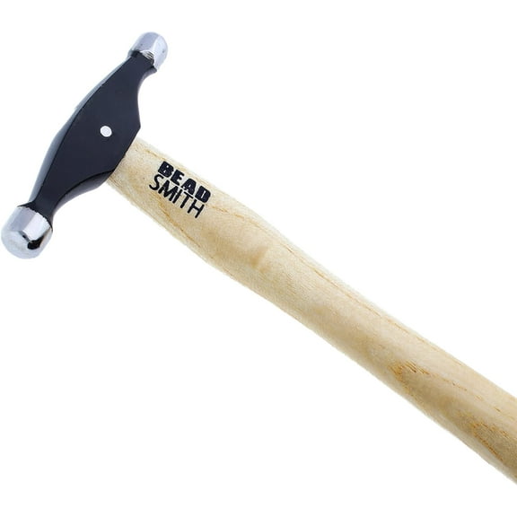 The Beadsmith Small Embossing Hammer - 9 inches Wooden Handle, 65mm Two-Sided Steel Head with 8 & 10mm Faces - Repousse Tool Used to Add Texture and Dimension to Metalwork