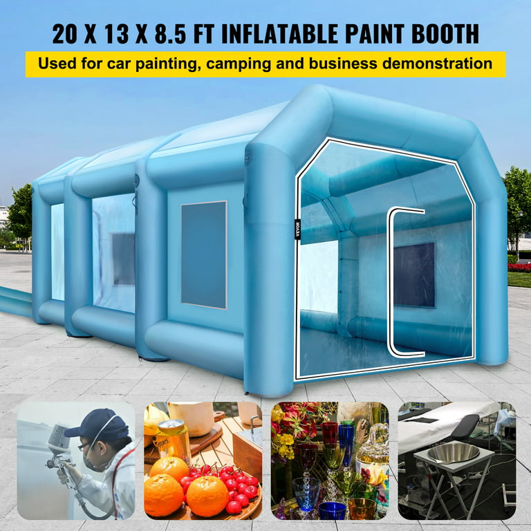 VEVOR Portable Inflatable Paint Booth 28 ft. x 15 ft. x 10 ft. Inflatable Spray Booth Car Parking Garage with 2-Blowers