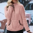 thumbnail image 7 of LISTHA Fleece Quarter Zip Pullover Women Baggy Sherpa Half Zipped Sweatshirts Fluffy Soft Sweaters Jacket Coats with Pockets Pink XL, 7 of 7
