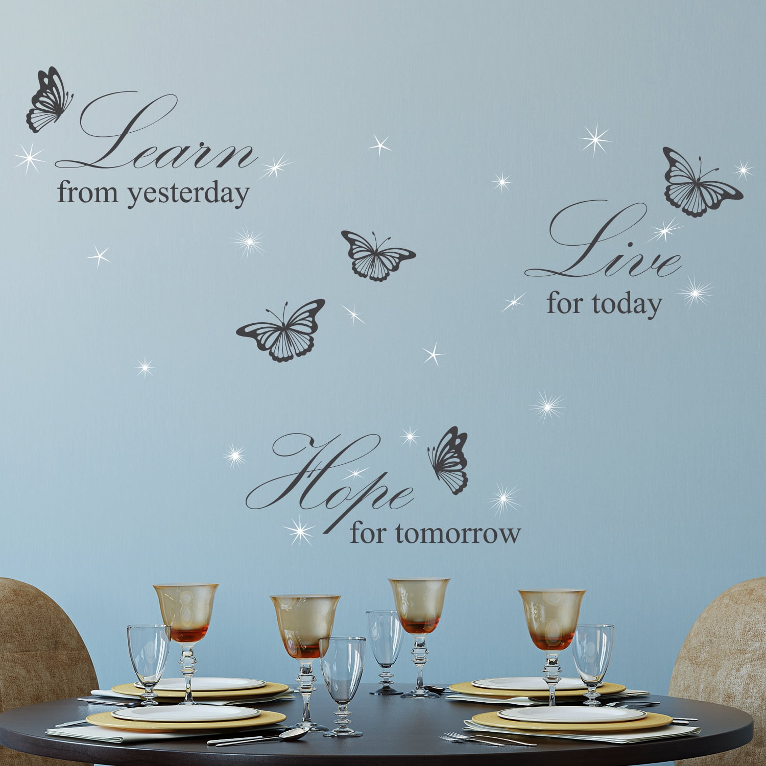 Walplus Learn Live Hope Quote Peel and Stick Wall Decals with Swarovski Crystals 38.59' x 22.84'