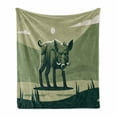 thumbnail image 1 of Razorback Soft Flannel Fleece Throw Blanket, Illustration of Wild Boar Pig on Abstract Landscape, Cozy Plush for Indoor and Outdoor Use, 50" x 70", Sage Green Hunter Green, by Ambesonne, 1 of 6