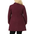 thumbnail image 3 of Agnes Orinda Women's Plus Size Coat Stand Collar Double Breasted Trendy Winter Coats Jackets with Pockets 1X Burgundy, 3 of 6