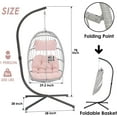 thumbnail image 2 of Egg Hanging Chair with Stand, Patio Wicker Pink Swing Chair Hammock Egg Chairs with UV Resistant Cushion for Indoor Bedroom Outdoor Garden Backyard, 2 of 10
