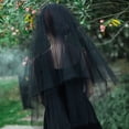 thumbnail image 3 of Vintage Bridal Veil Fluffy Multi-layer Mesh Halloween Cosplay Veil Black, 3 of 5