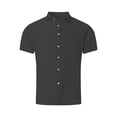 thumbnail image 4 of VgaVtl Turn Down Collar Shirts for Men Summer Beach Short Sleeve Vacation Button Mens Tops Plain Leisure, 4 of 6