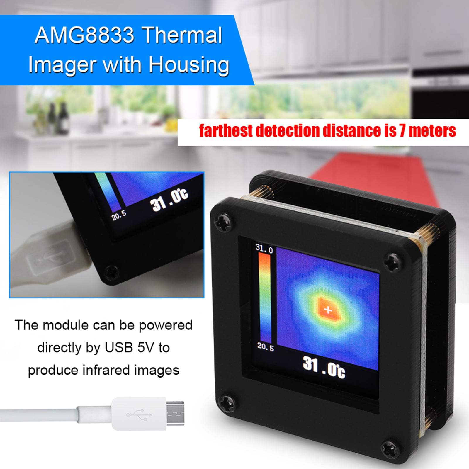 Lightweight Portable Infrared Thermal Imager for Home Indoors Industry Outdoors AMG8833 Thermal Imager 