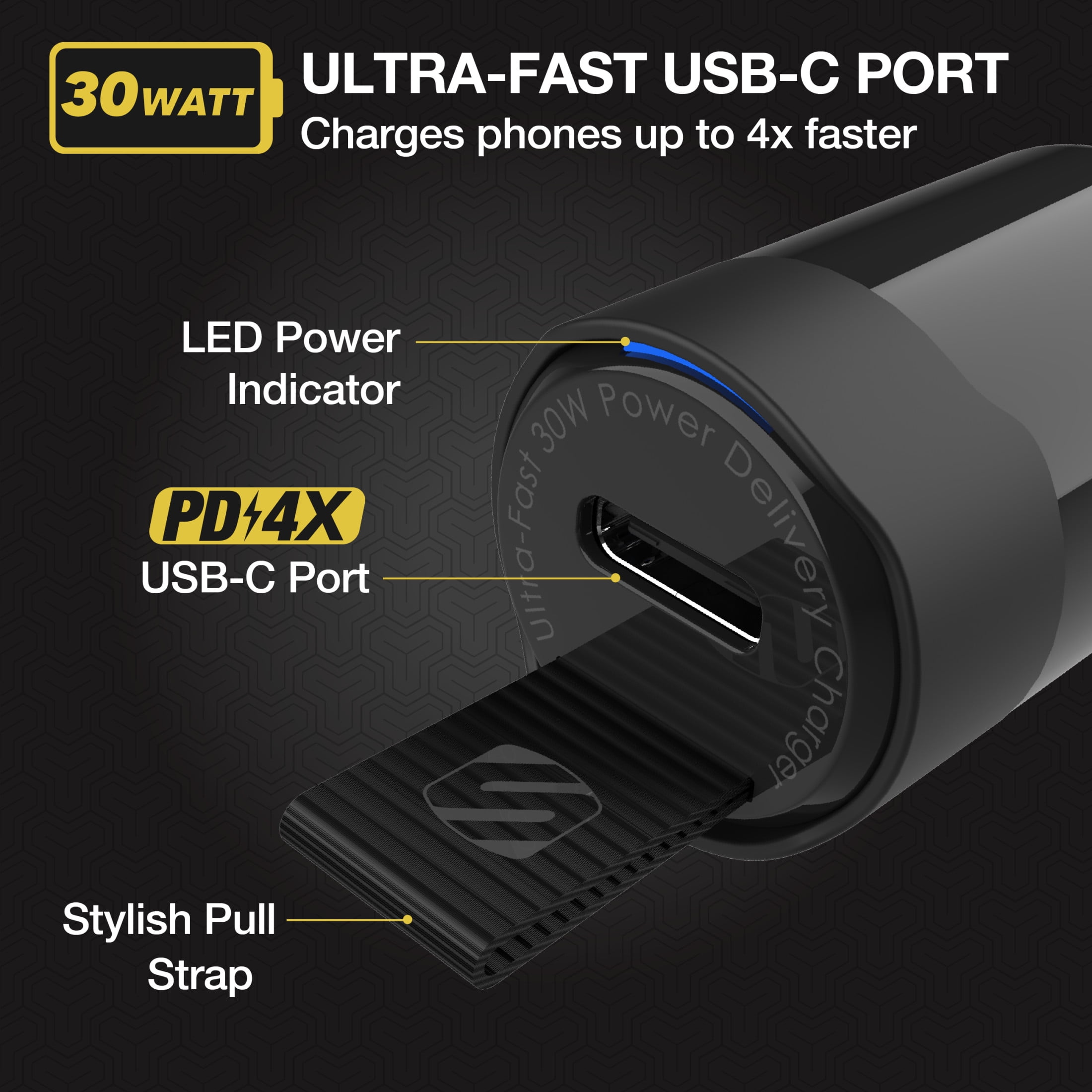 (2 pack) Scosche CPDC30-RP1 PowerVolt Flush Fit Mini Car Charger, USB-C Single Port Fast 30W Power Delivery