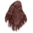 thumbnail image 4 of WREESH Women's Solid Color Suede Shawl With Hollow Fringe, Winter Warm and Comfortable Scarf Coffee, 4 of 7