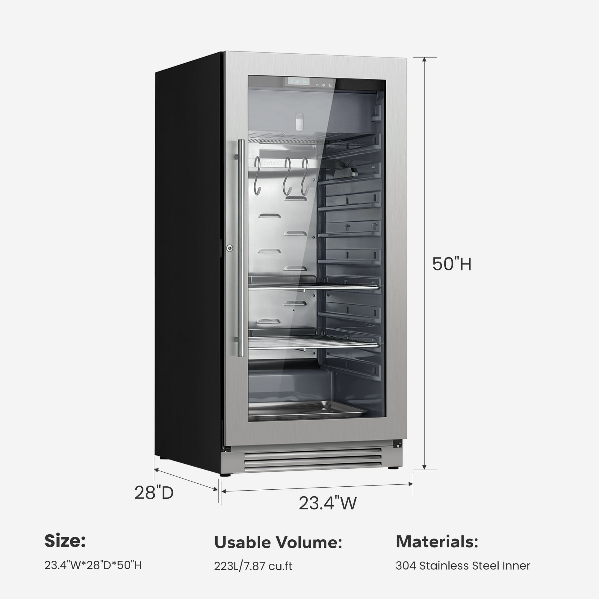 Ca'Lefort Dry Aging Fridge for Steaks, 8.23 cu.ft. Meat Ager Refrigerator for Restaurant/Bar/Kitchen/Home with Dual-Layer LOW-E Glass