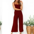 thumbnail image 2 of BLVB Women's One-Piece Casual Cotton Linen Jumpsuits Sleeveless Spaghetti Strap Wide Leg Romper Fashion Outfits, 2 of 7