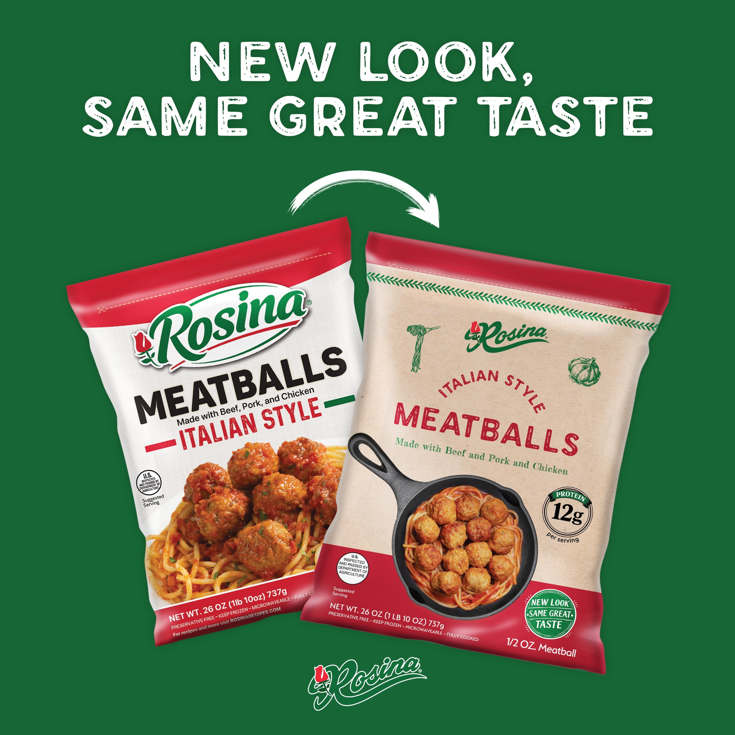 Rosina Italian Style Meatballs, 26 oz Bag (Frozen)