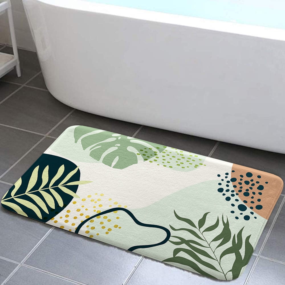 Boho Bathroom Rugs, Boho Bathroom Rugs Cute Green Plant Bath Mat Non