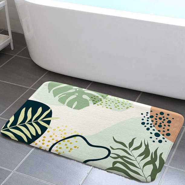 Boho Bathroom Rugs, Boho Bathroom Rugs Cute Green Plant Bath Mat Non