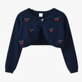 thumbnail image 2 of mgoYE Girl's Cardigans Sweater Cherry Open Front Long Sleeve Cute Casual Loose Sweaters(Blue,1-2 Years), 2 of 9