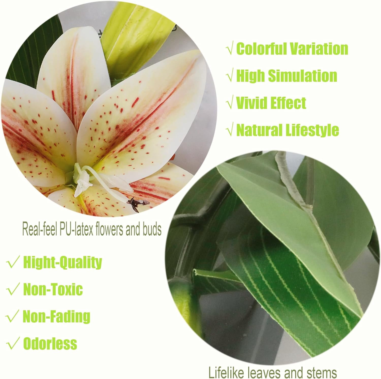 6pcs Tiger Lily Artificial Flowers, 15 Inch Faux Lilies Flower with 2 Blooms and 1 Bud, Latex Real Touch Easter Lily Flowers for Home Décor Centerpiece Wedding Bouquet,Deep Purple
