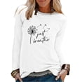 thumbnail image 1 of Sonducket Suéter de niña de manga larga con cuello para mujer, suéter de mujer de poliéster informal suelto con estampado de cuello Prendas para la parte del cuerpo Blanco 3XL, 1 of 3