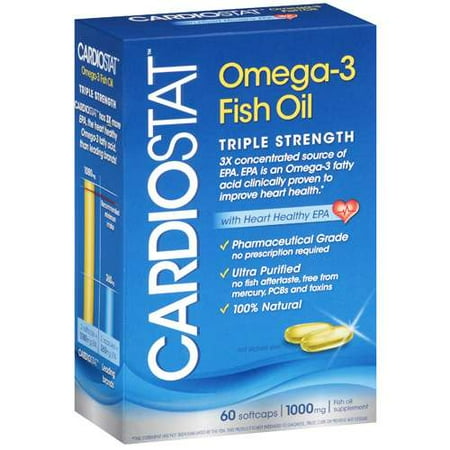 Cardiostat: Omega-3 Fish Oil Triple Strength Dietary Supplement, 1000mg