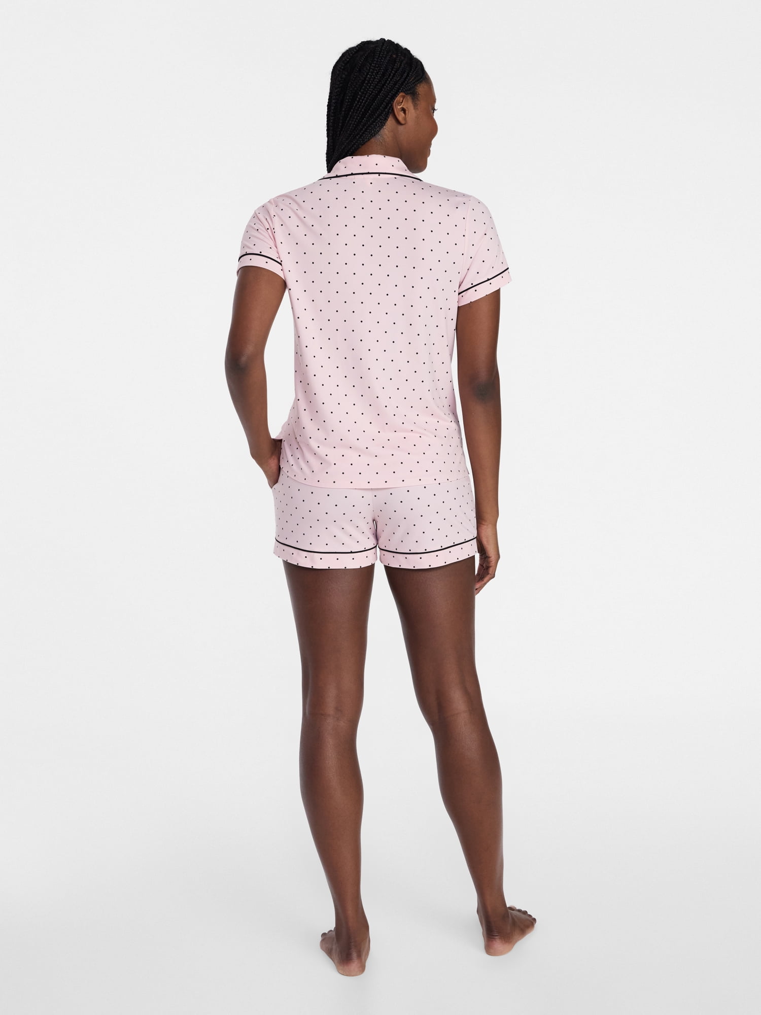 Joyspun Women's Dreamy Soft Collection Notch Collar Top and Shorts Pajama Set, 2-Piece, Sizes XS-3X