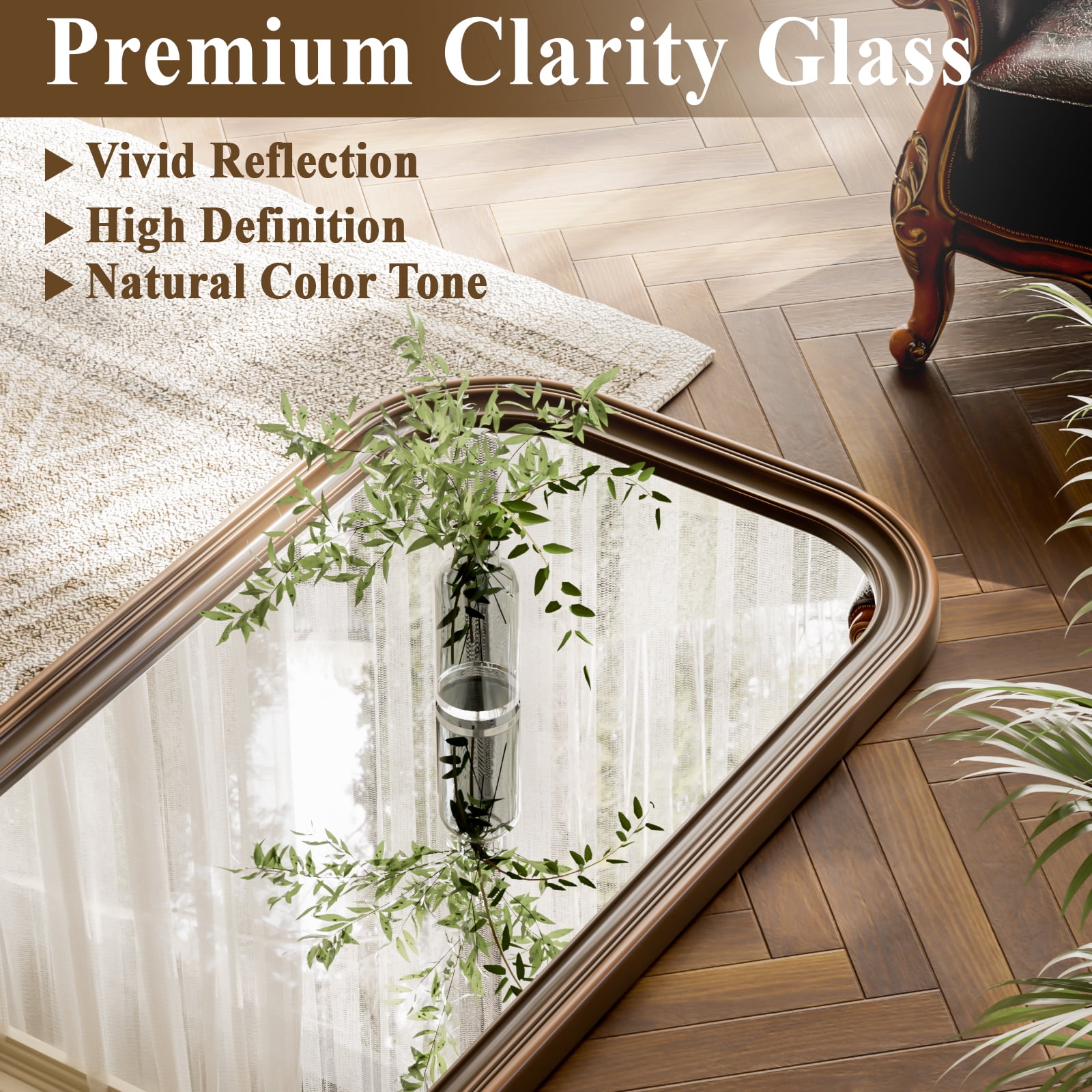 Easy4Home 71"x32" Full-Length Floor Mirror Vintage Mirror, Antique Bronze