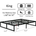 thumbnail image 3 of Lutown-Teen 16 inch King Size Bed Frame Sturdy Mattress Foundation, Heavy Duty Metal Platform with Steel Slats Support No Box Spring Needed , Noise Free, Easy Assembly, Black, 3 of 6