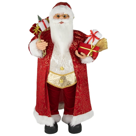 Northlight 32" Red and Gold Santa Claus with Gifts Christmas Figure