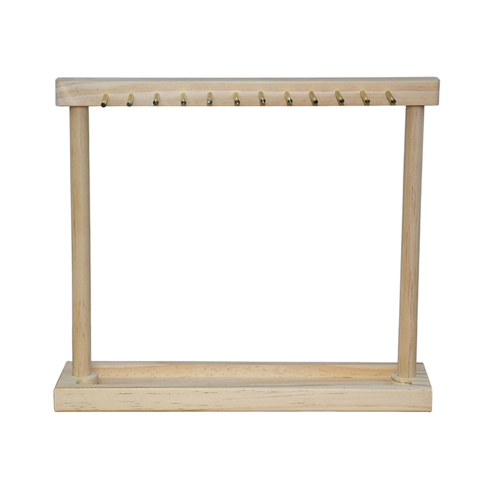 Modern Jewelry Organizer Display Stand, Wood Countertop Necklace Holder Display with Hooks for Pendants Necklace Rings Chains Storage Rack 12 Hangers