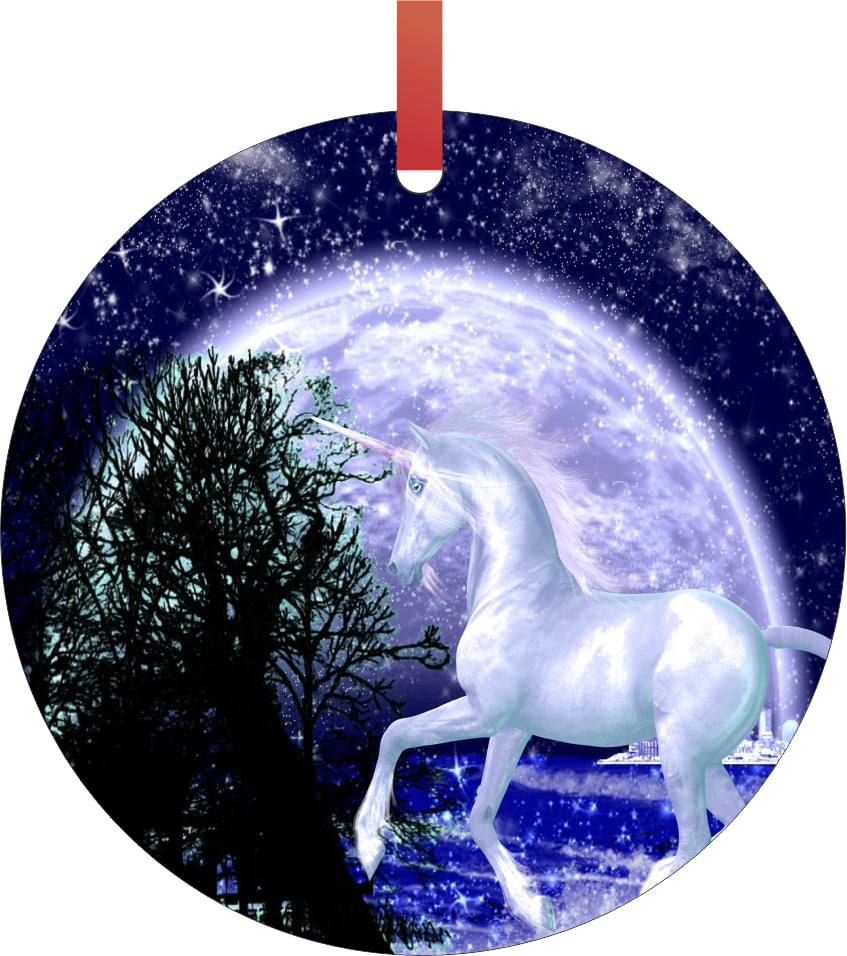 Unicorn Ornament Christmas Mystical Unicorn in the Moonlight Semigloss
