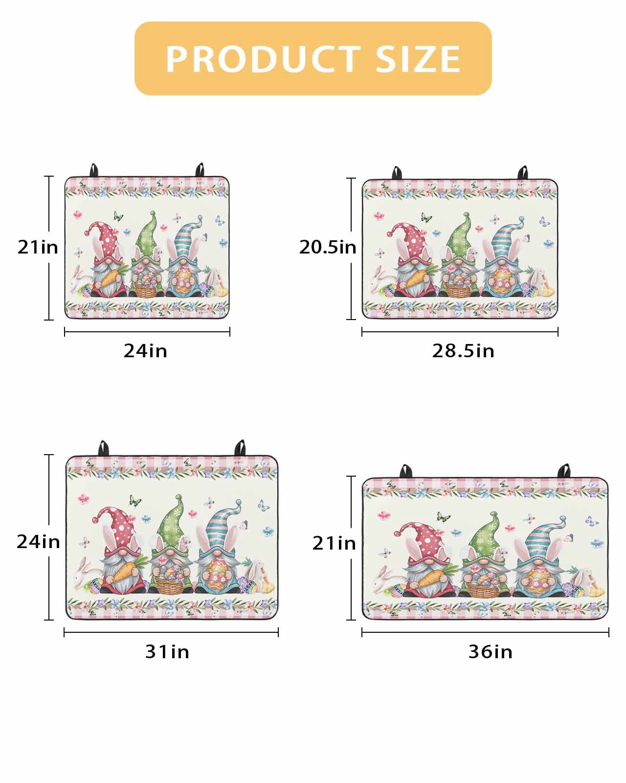 Large Induction Cooktop Protector Mat Happy Easter Stove Top Covers for Electric Stove, Funny Gnomes Rabbits Colorful Eggs Plaid Decorative Stove Burner Cover Mats, Glass Top Stove Cover