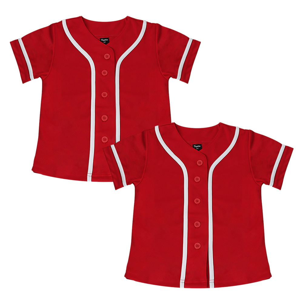 Toptie 2 Pack Kids Baseball Jersey Boy's Button Down Sport T Shirts
