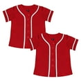 thumbnail image 1 of Toptie 2 Pack Kids Baseball Jersey Boy's Button Down Sport T Shirts Tops-Red Red-3T, 1 of 6